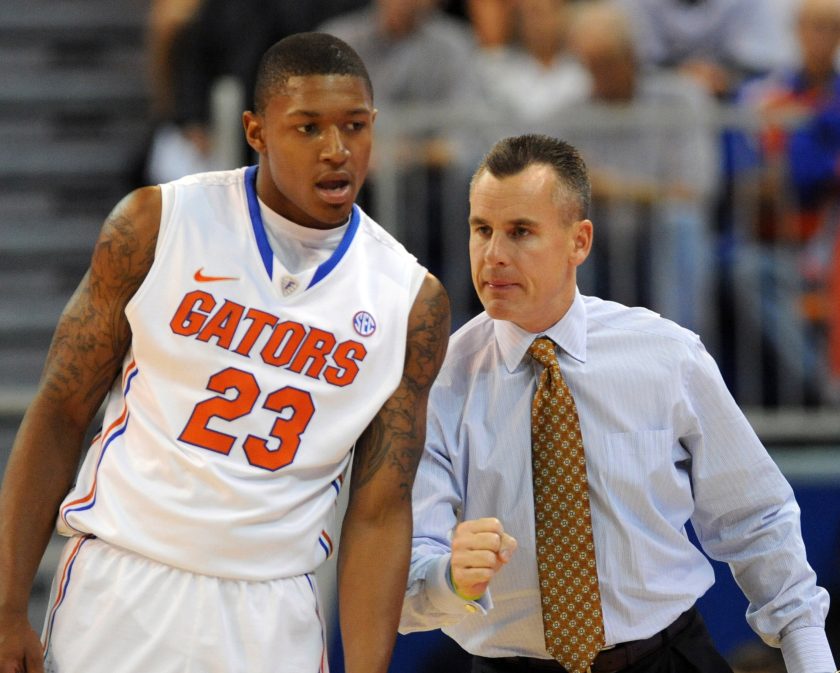 Bradley Beal talks to Billy Donovan in 2011.