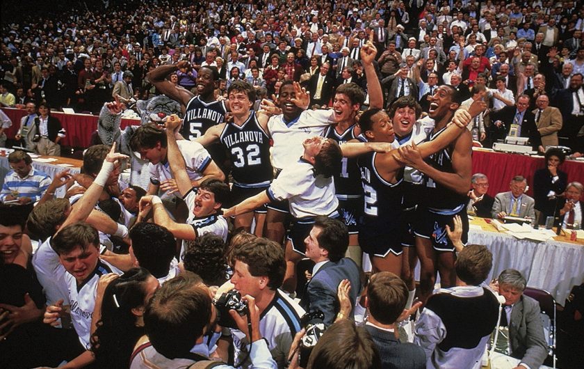 Villanova celebrates winning the 1985 NCAA Tournament.