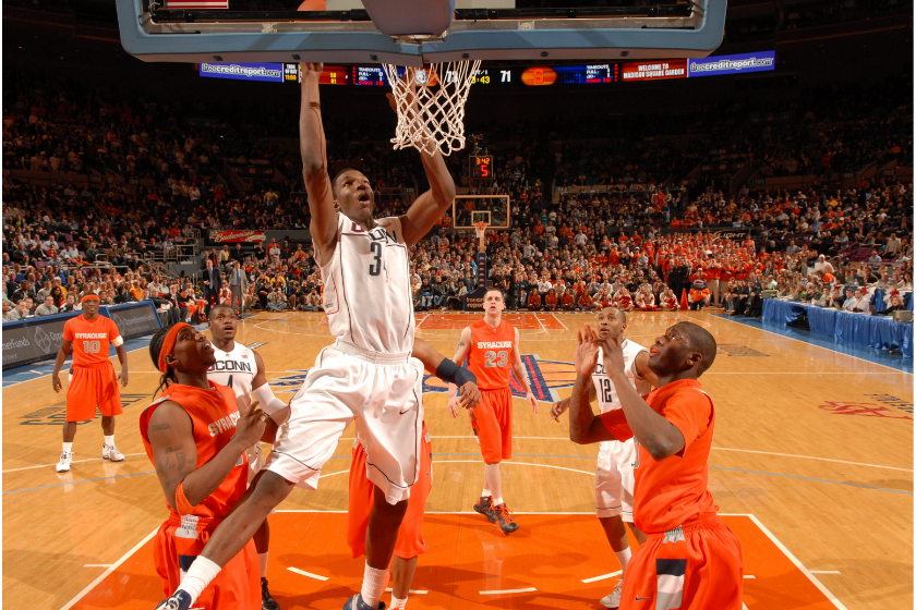 Hasheem Thabeet goes up for a layup against Syracuse during the 2009 Big East Tournament.