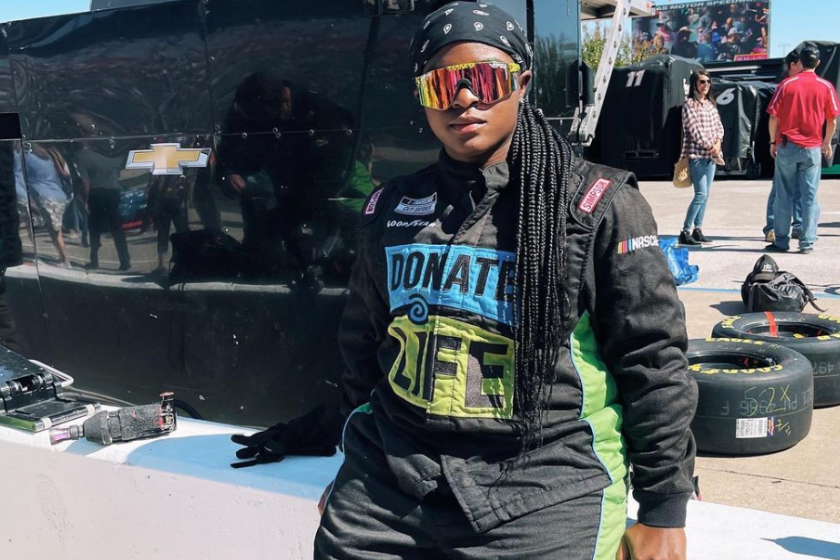 Instagram picture of Brehanna Daniels in NASCAR pits in 2021