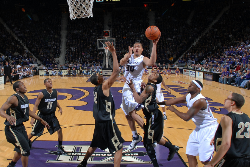 Kansas State's Michael Beasley rises up for a shot against Colorado.