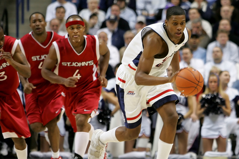 Rudy Gay takes the ball upcourt for UConn