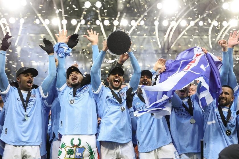 NYCFC celebrates their MLS Cup win