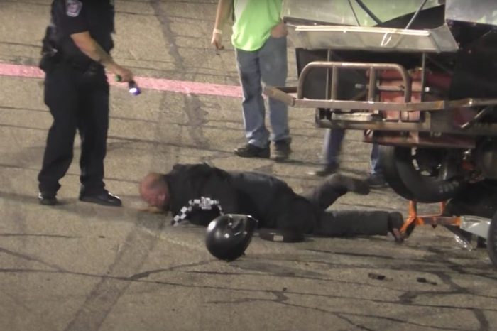 Driver Gets Tased and Handcuffed During Fight on Race Track