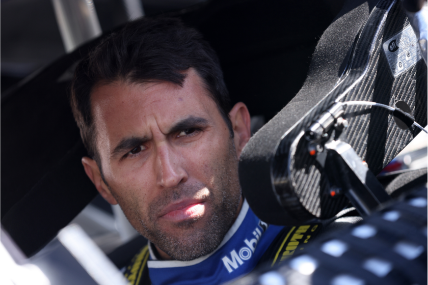 Aric Almirola sits in his car during practice for NASCAR Cup Series Pennzoil 400 at Las Vegas Motor Speedway on March 05, 2022 in Las Vegas, Nevada