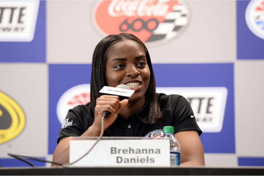 brehanna daniels speaking at press conference