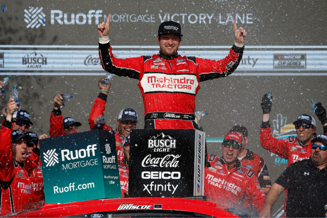 Chase Briscoe elebrates in victory lane after winning the the Ruoff Mortgage 500 at Phoenix Raceway on March 13, 2022 in Avondale, Arizona
