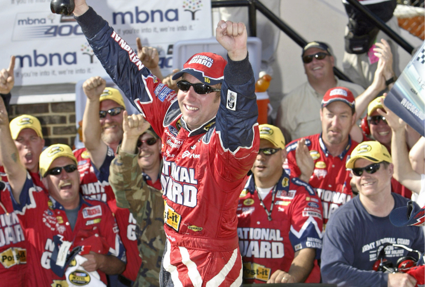 Greg Biffle after winning the Nascar Nextel Cup Series MBNA RacePoints 400 Sunday, June 5, 2005 at the Dover International Speedway in Dover, Delaware. This was the fourth victory for Biffle this season