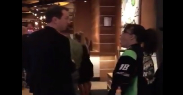 Kyle Busch surprises a fan at a mall, and she nearly passes out