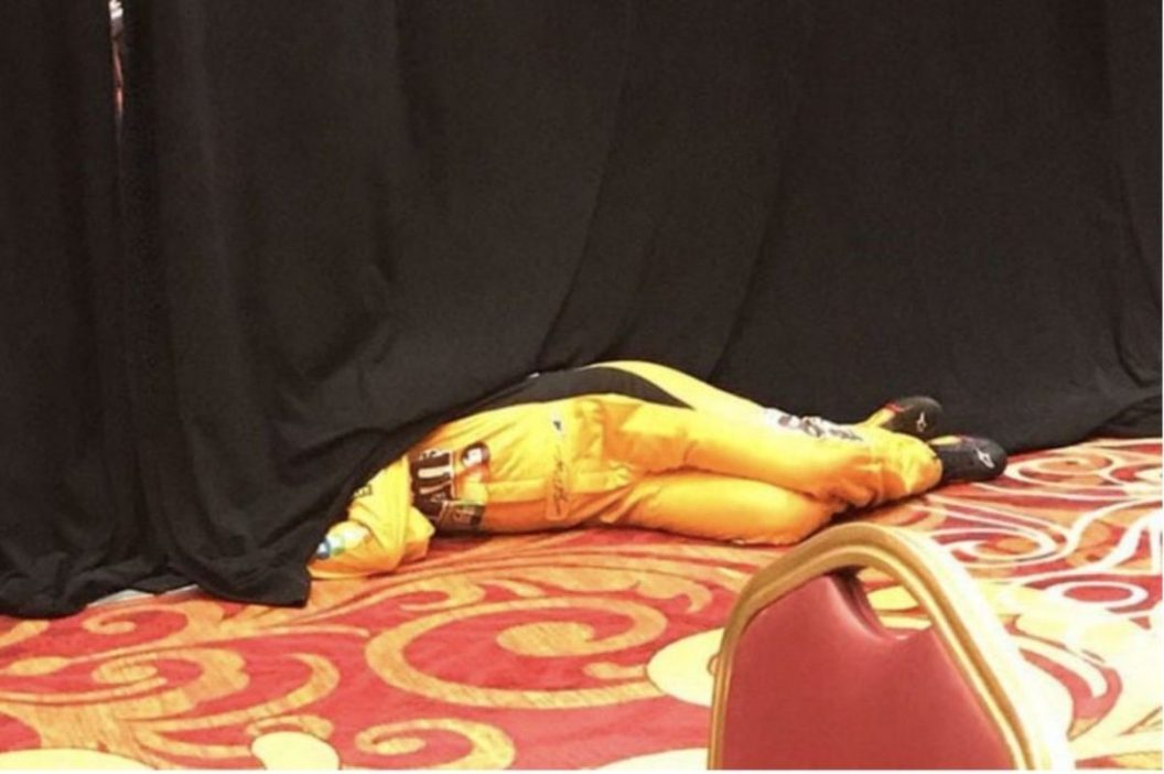 kyle busch napping at 2018 nascar playoffs media day