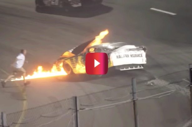 Dad Jumps Into Action and Saves His Son After Fiery Racing Wreck