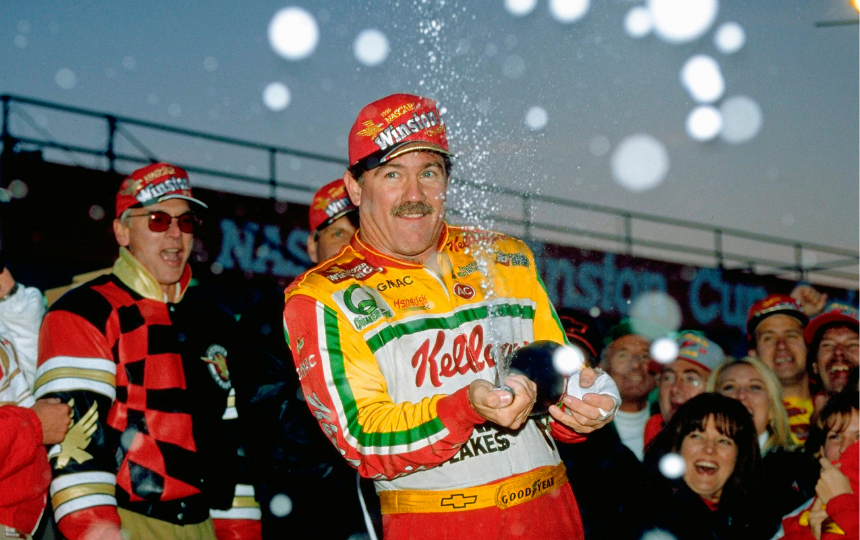 Terry Labonte with champagne after winning Winston Cup Championship at Atlanta Motor Speedway