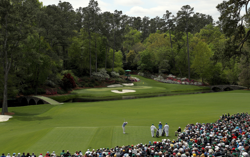 Branden Grace plays the 12th hole during the final round of the 2018 Masters.