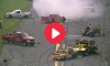 A view of the aftermath of Geoff Bodine's accident during the Craftsman Truck Series in the Daytona 250 during Daytona Speedweeks at Daytona International Speedway in Daytona Beach, Florida