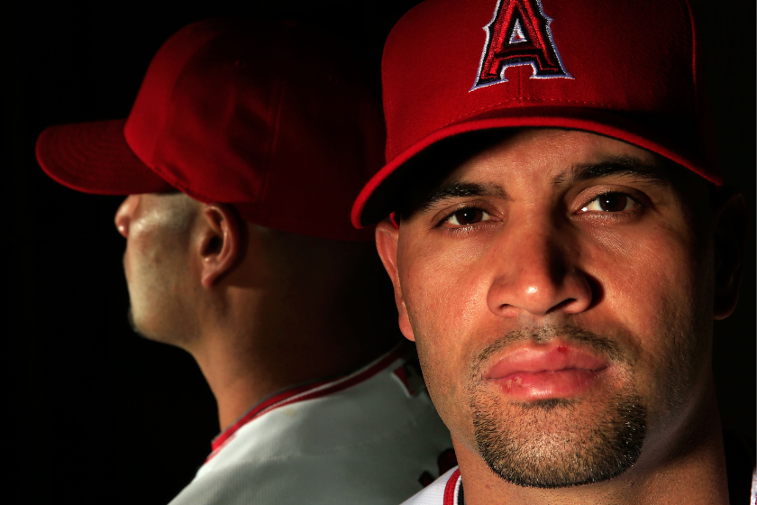 Albert Pujols #5 poses during the Los Angeles Angels of Anaheim Photo Day
