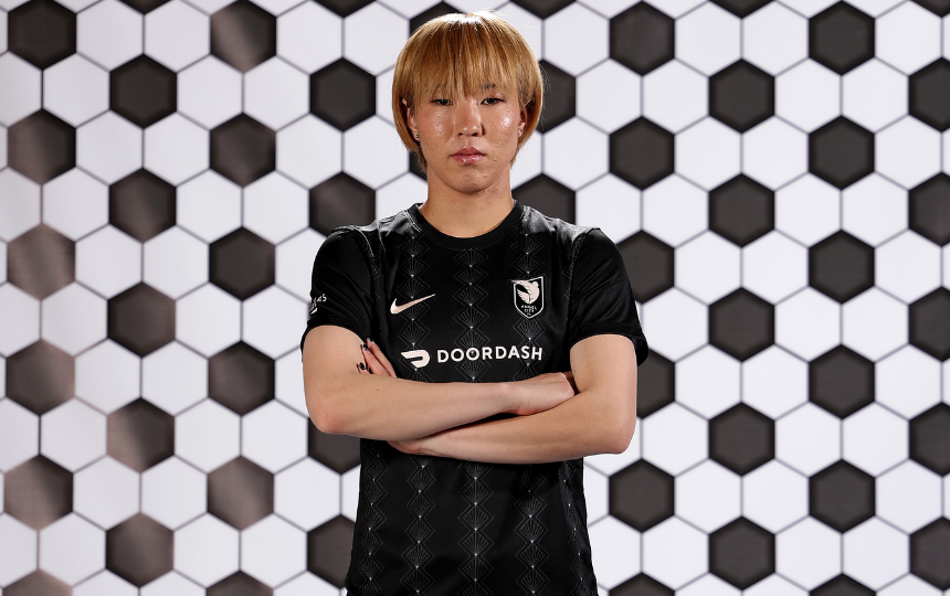Jun Endo poses during Angel City FC's MEdia Day