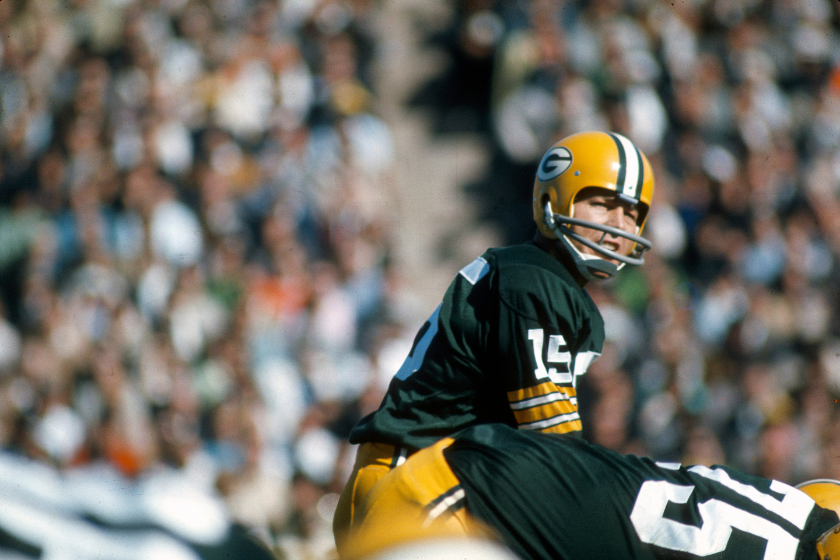 Bart Starr under center for the Green Bay Packers.