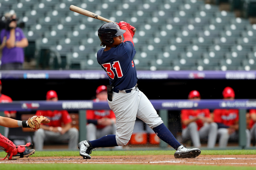 Carsten Sabathia #31 of the National League Team bats during the MLB USA Baseball All-American Game