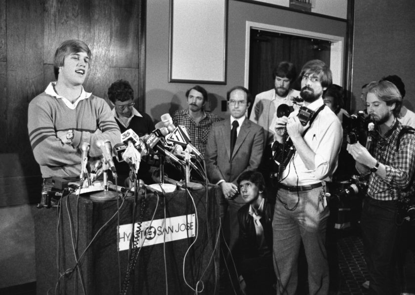 John Elway speaks during a press conference.
