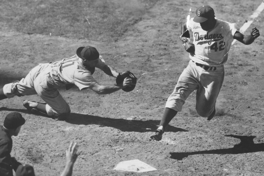 Jackie Robinson Steals Home Safely