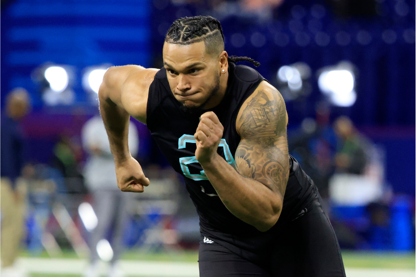 Florida State defensive end Jermaine Johnson II participates at the 2022 NFL Draft combine.