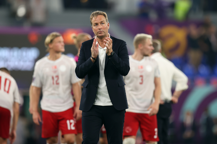 Denmark coach Kasper Hjulmand during the FIFA World Cup Qatar 2022 Group D match between France and Denmark at Stadium 974