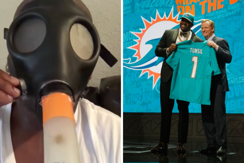 Laremy Tunsil's gas mask bong video plummeted his NFL Draft stock, but the Miami Dolphins ended up selecting him with the 13th overall pick in 2016.