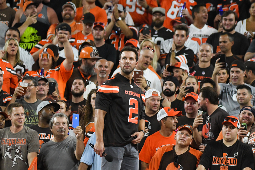 Tim Couch is introduced to the Cleveland Browns crowd in September 2018.