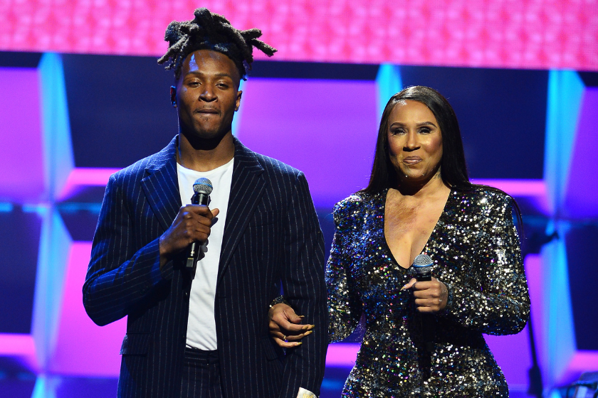 DeAndre Hopkins and his mom at the 21st annual Super Bowl Gospel Celebration.