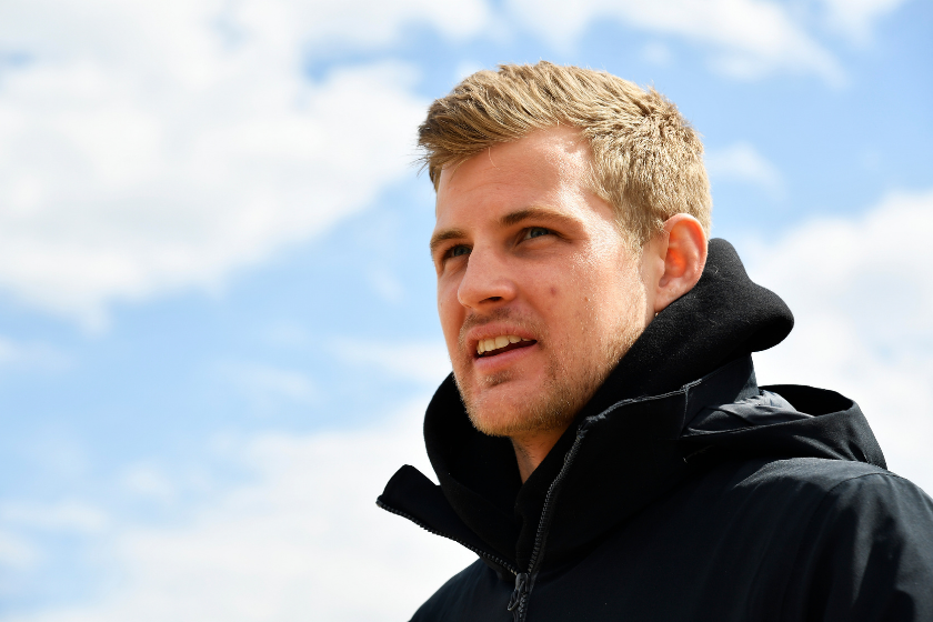 Marcus Ericsson talks to reporters during IndyCar media availability at Texas Motor Speedway on February 25, 2022 in Fort Worth, Texas