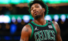 Marcus Smart during a stoppage in play during the Boston Celtics matchup with the Milwaukee Bucks.