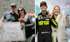 joey logano with mother deborah ; william byron with mother dana