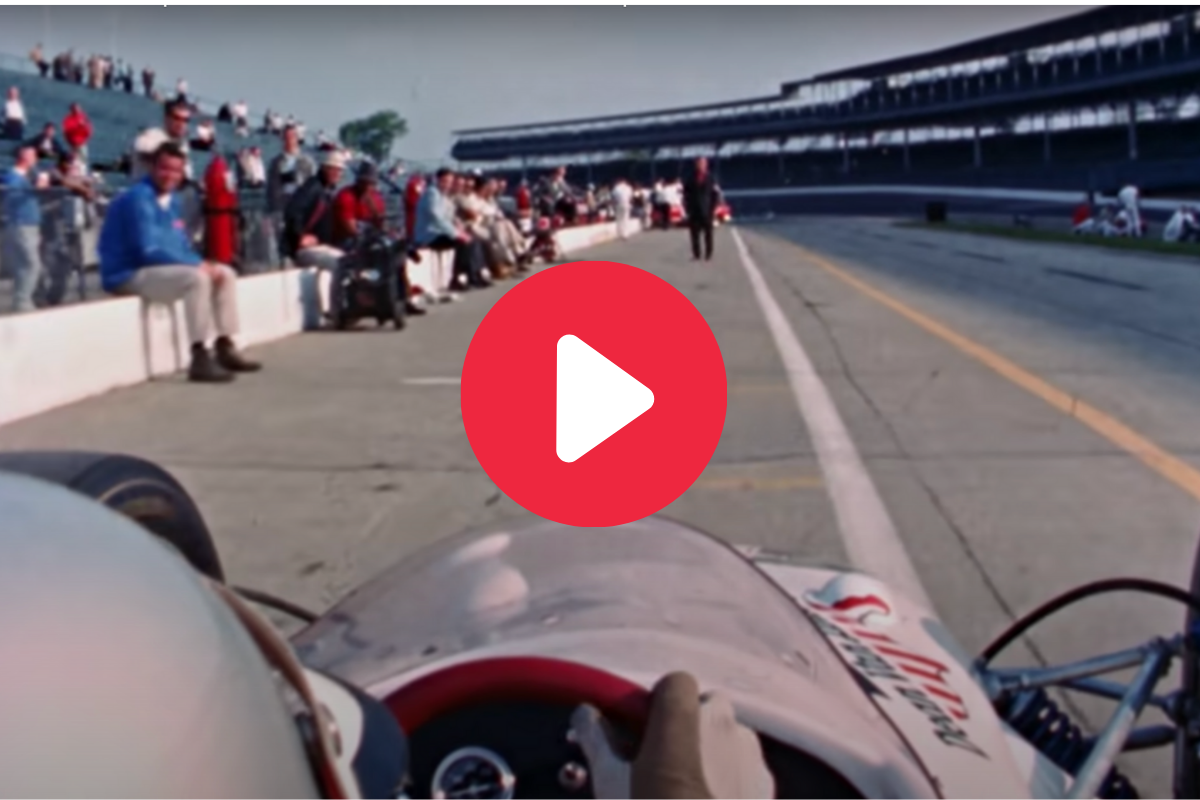 remastered footage of mario andretti's pov during 1966 indy 500
