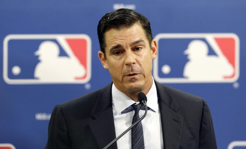 Former major league outfielder Billy Bean speaks during a news conference at baseball's All-Star game.