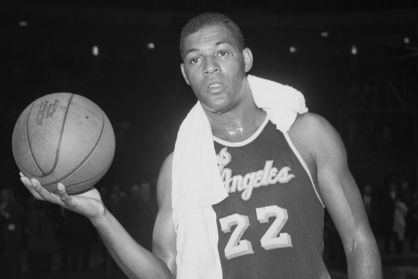 Elgin Baylor after scoring 71 points for the Lakers