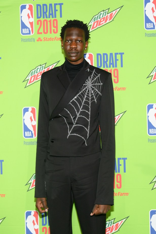 Bol Bol poses at the 2019 NBA Draft.