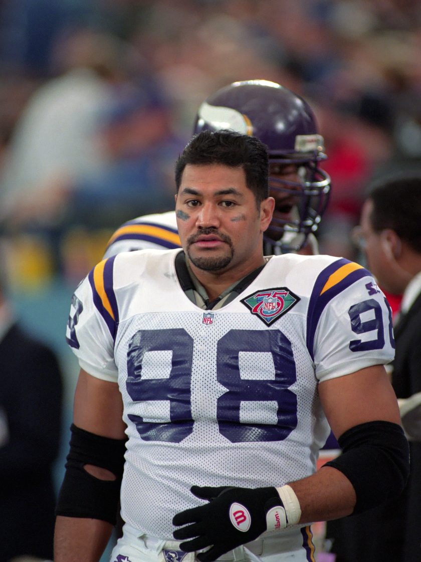 Esera Tuaolo looks on during a 1994 game.