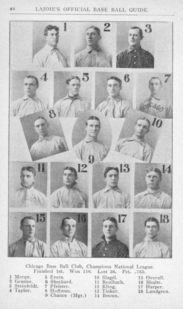 A photo collage of the 1906 Chicago Cubs.