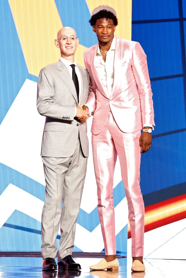 Kai Jones poses during the 2021 NBA Draft.