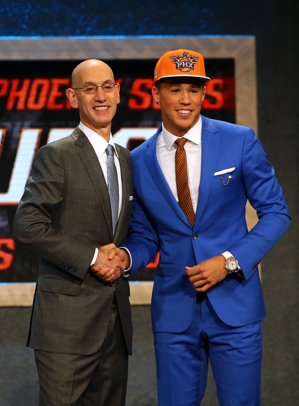 Devin Booker poses during the 2015 NBA Draft.