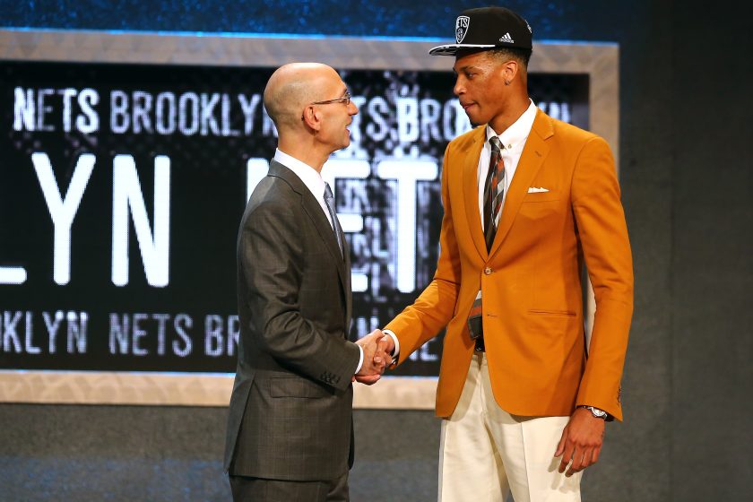 Chris McCullough shakes hands during the 2015 NBA Draft.