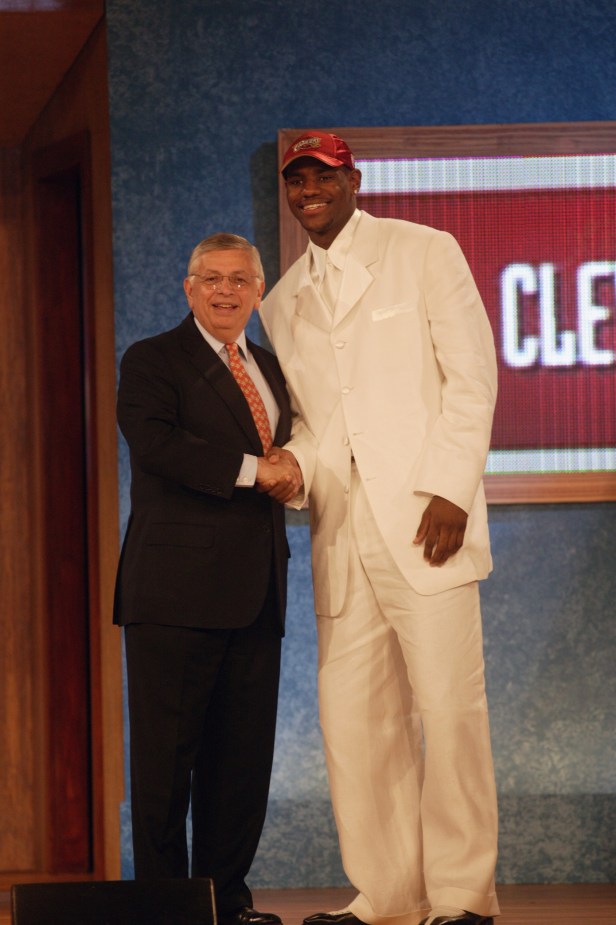 LeBron James poses during the 2003 NBA Draft.
