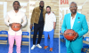 Anthony Edwards, LeBron James, Adam Sandler and Kenny Smith attend the "Hustle" premiere in Los Angeles.
