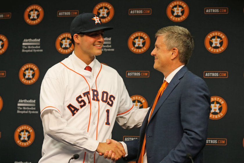 Mark Appel shakes hands with Astros GM Jeff Luhnow