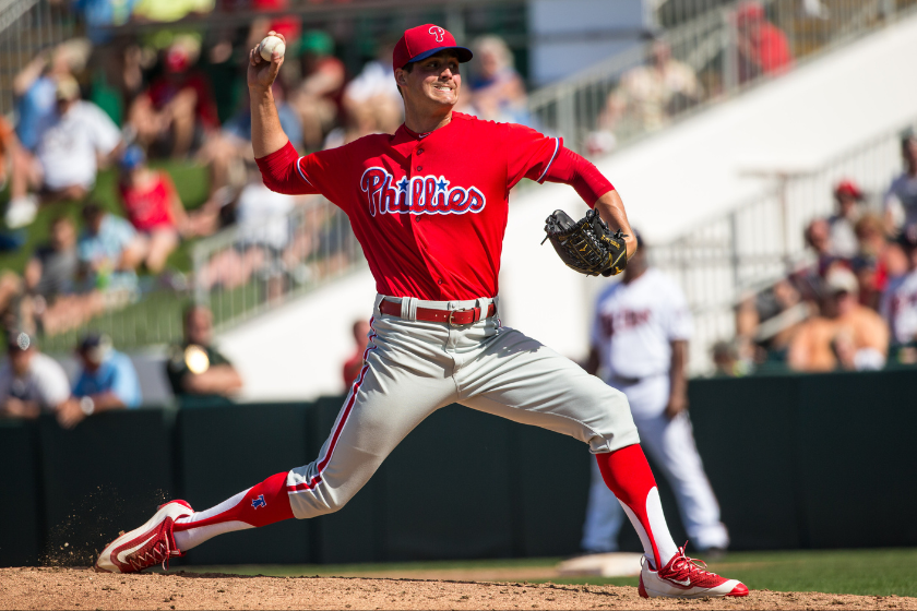 Mark Appel throws a pitch for the Phillies in Spring Training