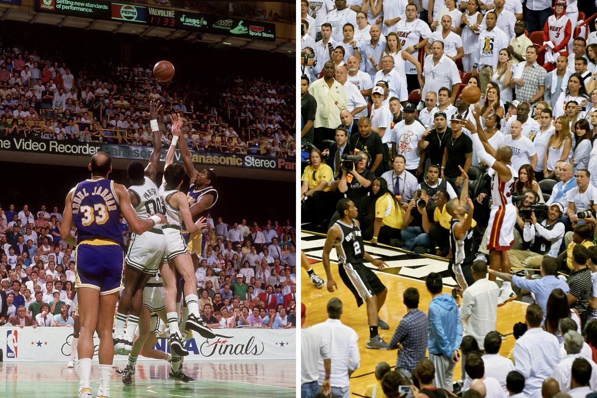 Magic Johnson and Larry Bird hit two of the most iconic shots in NBA Finals history.