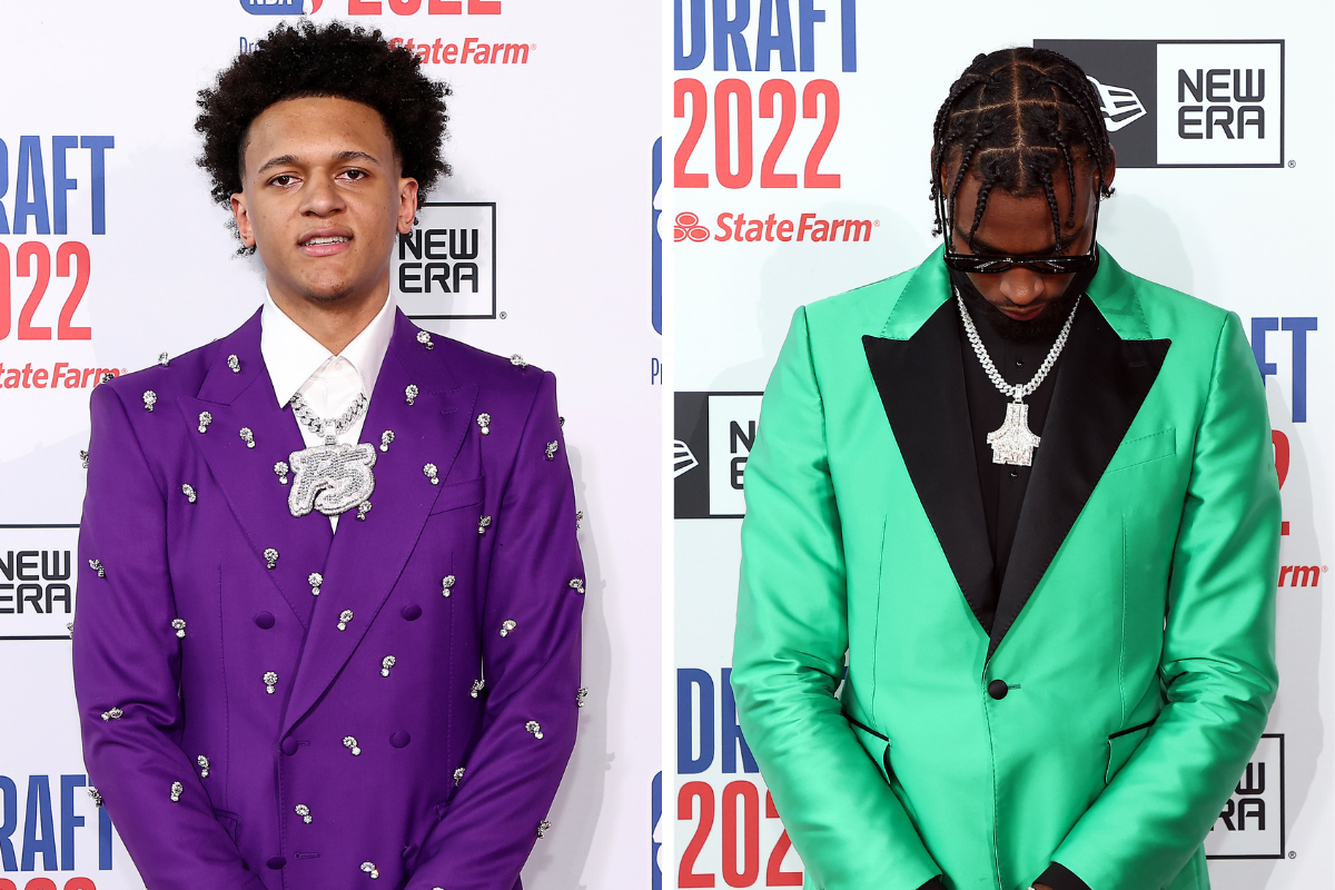 Paolo Banchero and Tari Eason show off their suits on the Red Carpet before the 2022 NBA Draft.