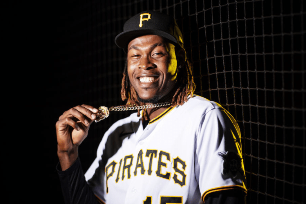 Oneil Cruz #15 of the Pittsburgh Pirates poses for a photo during the Pittsburgh Pirates Photo Day 2022.