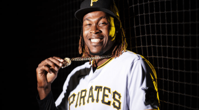 Oneil Cruz #15 of the Pittsburgh Pirates poses for a photo during the Pittsburgh Pirates Photo Day 2022.