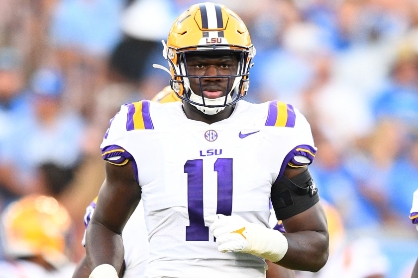  LSU Tigers defensive end Ali Gaye (11) looks on during a college football game between the LSU Tigers and the UCLA Bruins